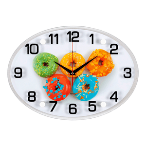 Часы картина Овал 35х25 см Пончики
