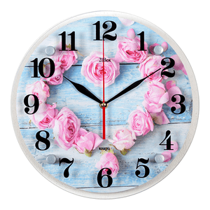 Часы картина Круг Розы на голубом 30 см