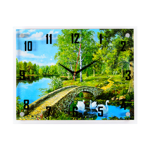 Часы картина Каменный мост в лесу 43х36 см