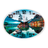 Часы картина Овал 35х25 см Горное озеро