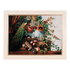 Картина Гобелен 45х35 см Павлин и ваза с цветами светлая рама