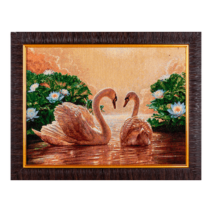 Картина Гобелен 45х35 см Лебеди в цветущем пруду