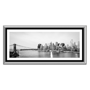Фотокартина Бруклинский мост Манхэттен 95х45 см серебряная рама