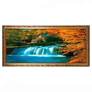 Световая картина Мельница водопад 95х45 см звуковые эффекты рама под бронзу