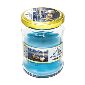 Свеча ароматическая в банке Океанский бриз 10 см лазурная