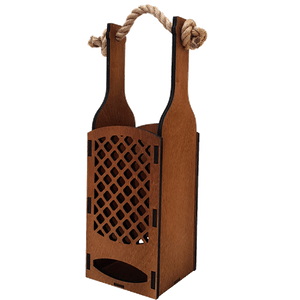 Бутылочница декоративная Ажур 10х32 см с канатной ручкой цвет орех