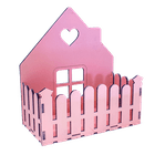 Кашпо Домик с забором 27х29х14 см розовое