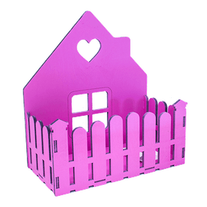 Кашпо Домик с забором 27х29х14 см фиолетовое