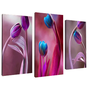 Модульная картина Триптих Тюльпаны Пурпур 84х60 см