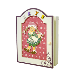 Ключница 6 крючков 18х25 см Девочка на красном фоне