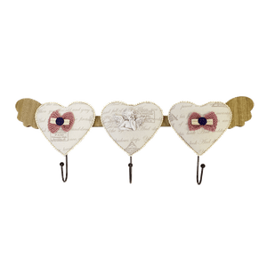Ключница - Вешалка на 3 крючка 45х17 см Три сердца Ангел