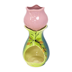 Аромалампа Тюльпан 18 см лиловый бутон основание изумрудное
