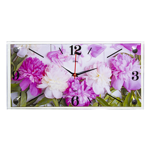 Часы картина Ярко-розовые пионы 40х20 см