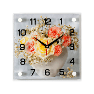 Часы картина Квадро 25х25 см Букет садовых роз