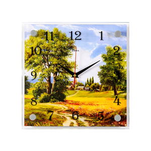 Часы картина Квадро Деревенька 25х25 см