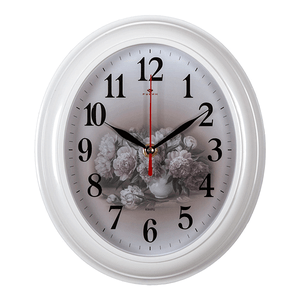 Часы настенные Пионы 23х26 см белый корпус
