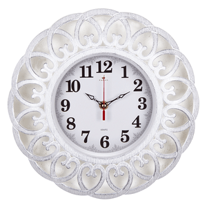 Часы настенные Ажур 30 см белый с серебром корпус
