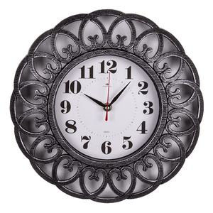 Часы настенные Ажур 30 см черный с серебром корпус