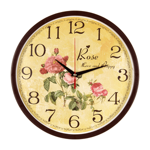 Часы настенные Розы Винтаж 30 см коричневый корпус