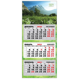 Календарь Трио 2021 год Горный пейзаж 31х70 см