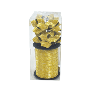 Бант и лента упаковочные 3 предмета текстильные золото диаметр бантов 5 см