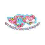 Гирлянда Поздравительная С Днем Свадьбы 260 см розовые буквы голубой фон