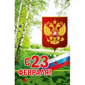 Открытка 12х19 см С 23 февраля Березки