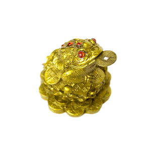 Жаба с монетой на слитках золота 4х4 см под бронзу