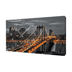 Часы Картина Нью-Йорк Манхэттенский мост в ночи 58х34 см