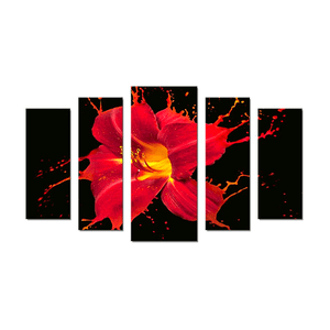 Модульная картина Полиптих Алая лилия на черном фоне 120х70 см