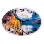 Часы картина Овал 35х25 см Осень в горах