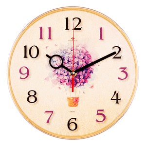 Часы настенные 25 см Цветочный шар бежевый корпус