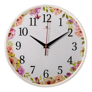 Часы настенные 25 см Акварельные цветы белый корпус