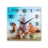 Часы картина Квадро Кони в степи 25х25 см