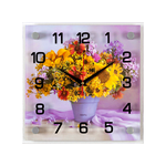 Часы картина Квадро Букет полевых цветов 25х25 см