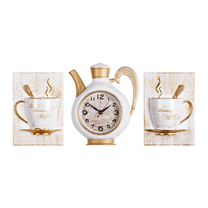 Часы настенные с композицией Чаепитие 57х26 см белые с золотом