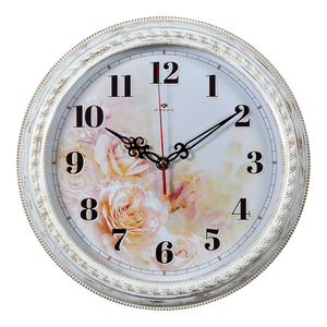 Часы настенные Акварельные розы 29 см белый с золотом корпус