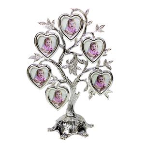 Фоторамка Родословная Древо на 6 фото 19х27х11 см Сердечки серебро