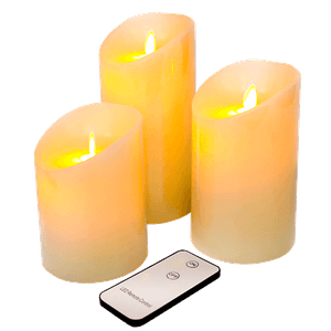 Свечи LED набор 3 свечи 16,12,10 см с ПДУ белые