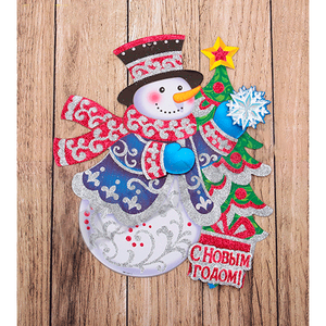 Плакат новогодний Снеговик 25х28 см объемный