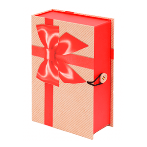 Подарочная коробка Книга Подарок Красный бант 12х18х5 см
