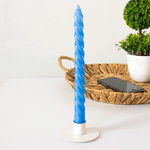 Свеча столовая витая 25 см голубая