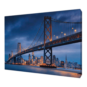 Постер на стену 58х45 см Мост Бэй Бридж в сумерках Сан - Франциско