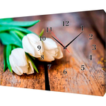 Часы Картина 40х30 см Белые тюльпаны