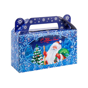 Коробка для сладостей Сундучок на 500 гр Дед Мороз и друзья у елки