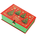 Подарочная коробка Книга Елки 12х17х5 см красно-желтая