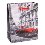 Пакет подарочный 11х14 см Париж Красный автомобиль