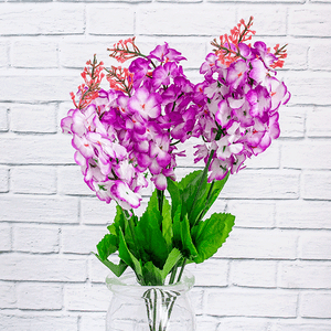 Веточка декоративная Сирень 40 см белые с фиолетовым цветы