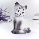 Копилка Котенок 18 см белый с серым матовый