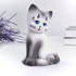 Копилка Котенок 18 см белый с серым матовый